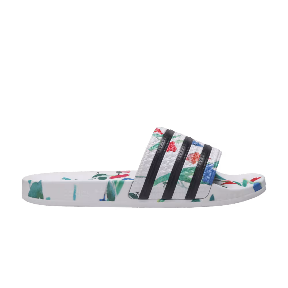 Adidas Women's Adilette Slides White Floral