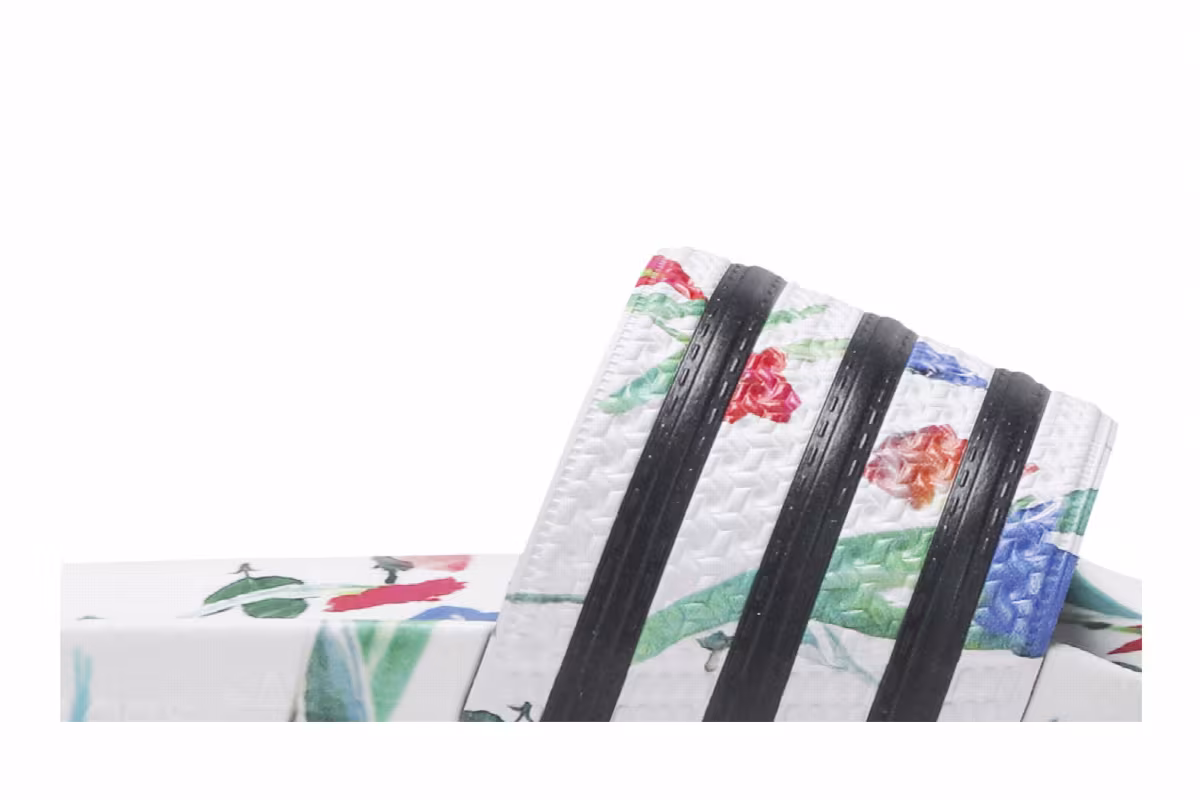 Adidas Women's Adilette Slides White Floral, view 3
