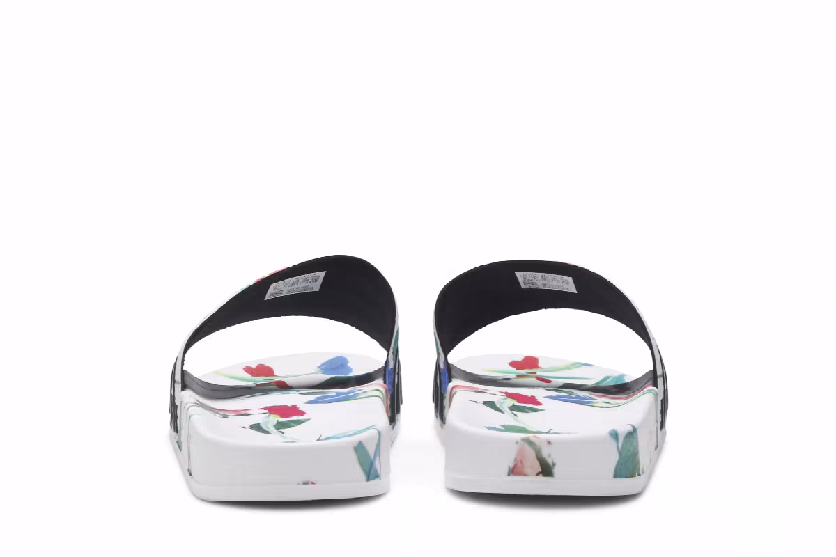 Adidas Women's Adilette Slides White Floral, view 7