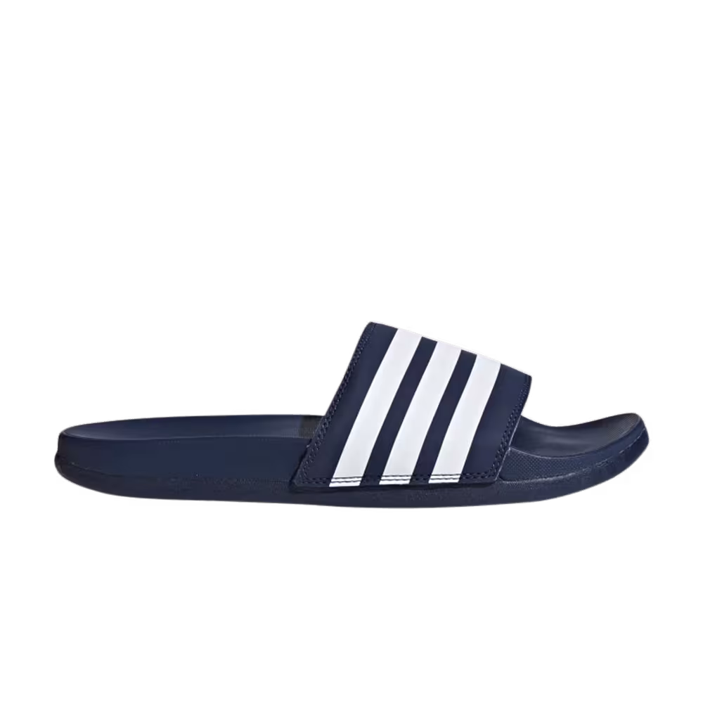 Adidas Women's Adilette Cloudfoam Plus Stripes Slides Collegiate Navy