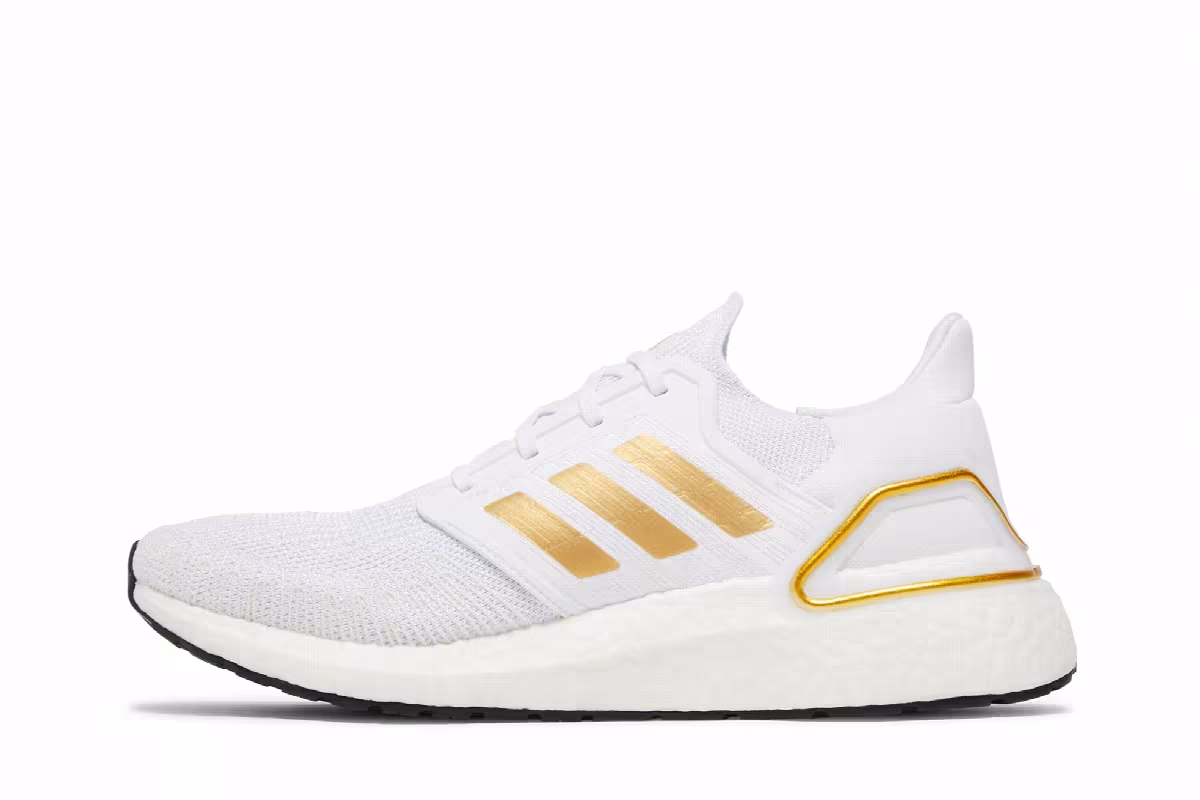 Adidas UltraBoost 20 White Gold Metallic, view 4