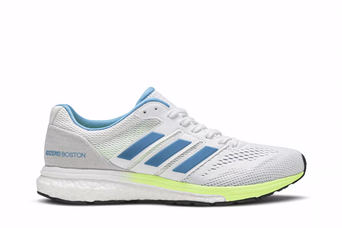 Adidas Women's Adizero Boston 7 White Shock Cyan, view 2