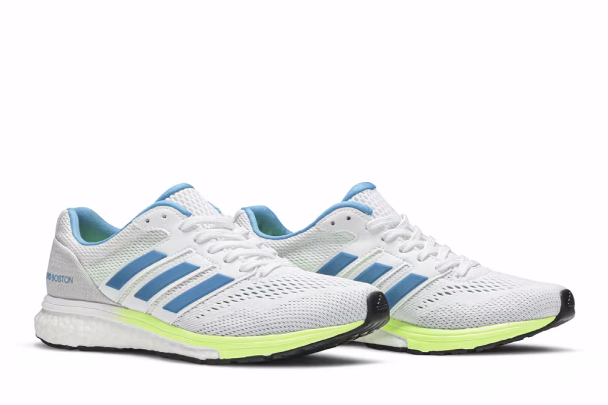 Adidas Women's Adizero Boston 7 White Shock Cyan, view 9
