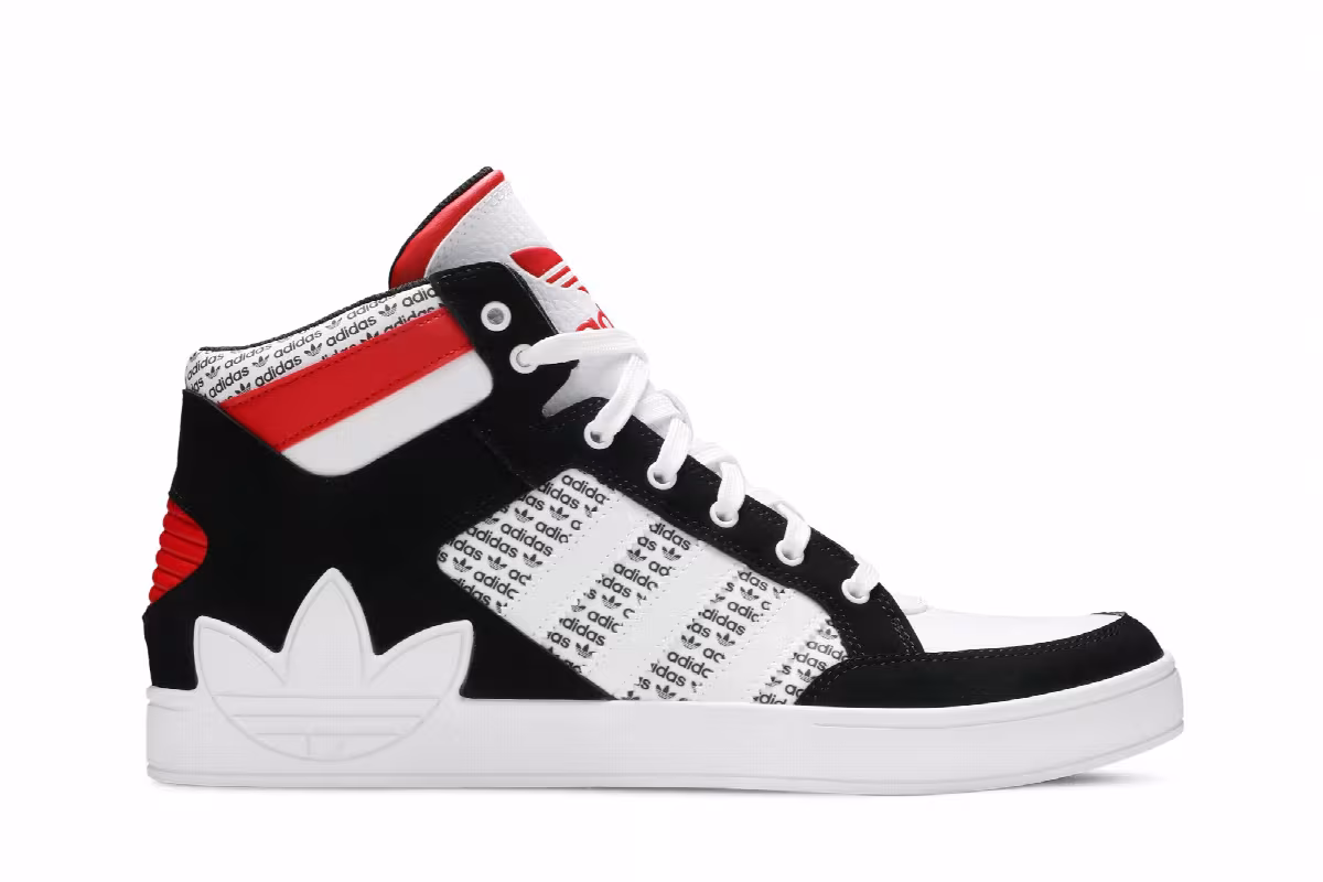 Adidas Hard Court High Logo Distortion - White Lush Red, view 2