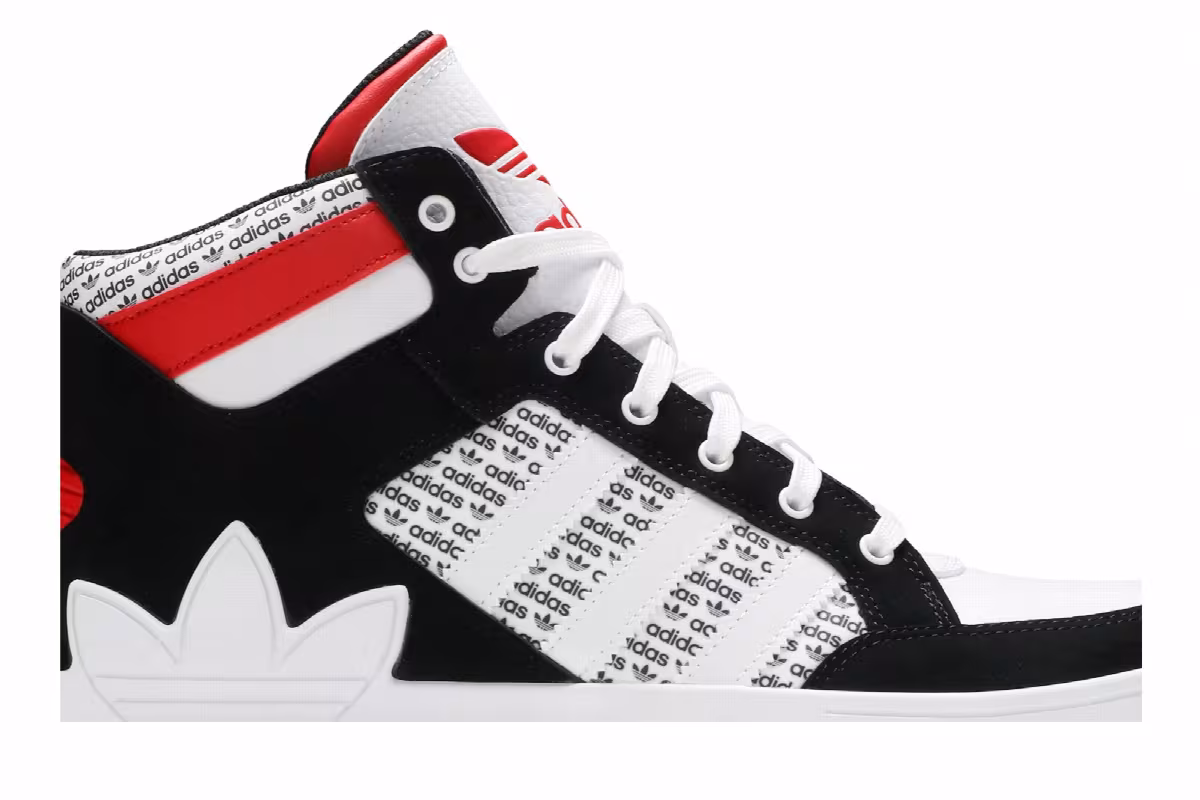 Adidas Hard Court High Logo Distortion - White Lush Red, view 3