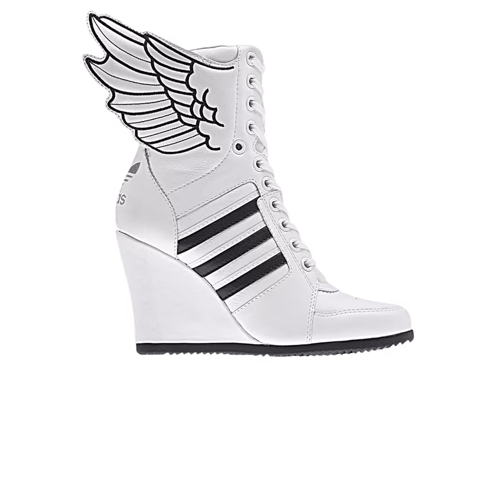 Adidas Women's Jeremy Scott Wings Wedge High White Black