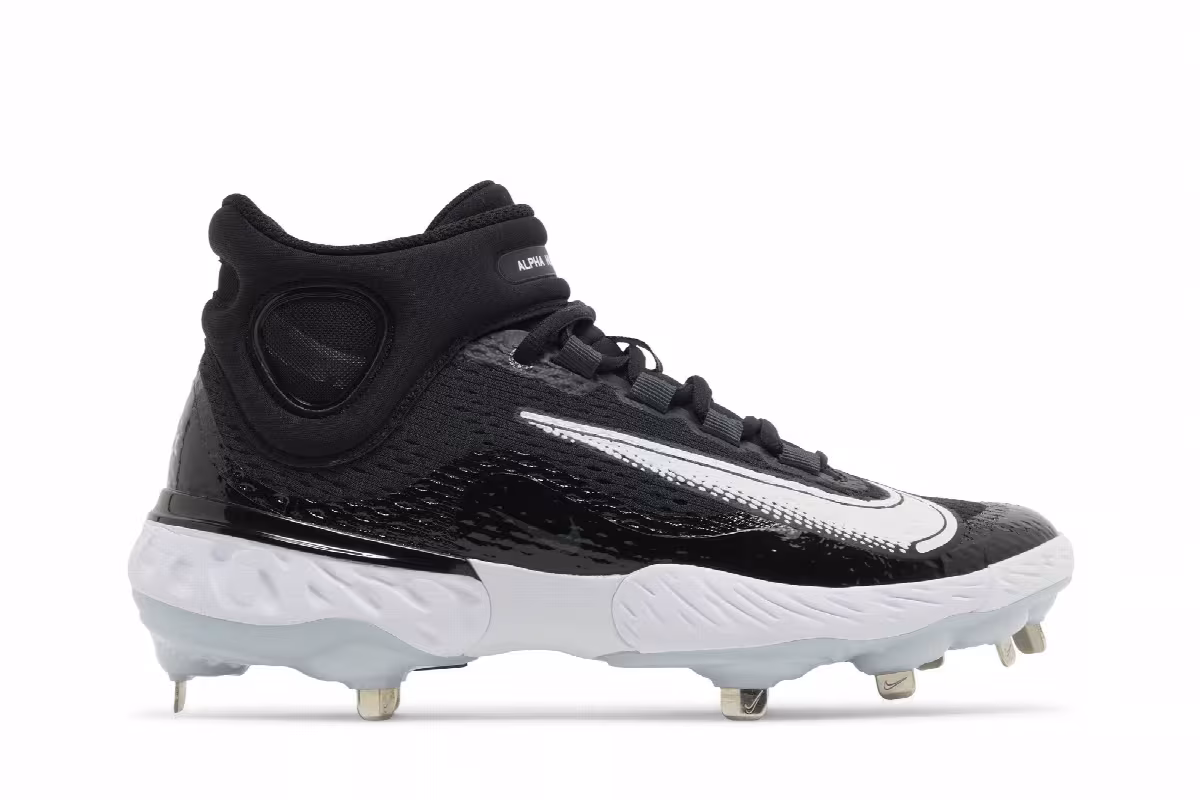 Nike Alpha Huarache Elite 4 Mid Black White, view 2