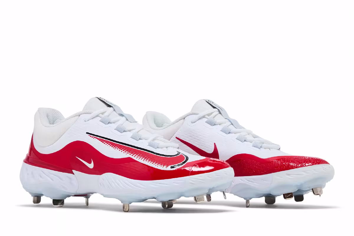 Nike Alpha Huarache Elite 4 Low White University Red, view 9