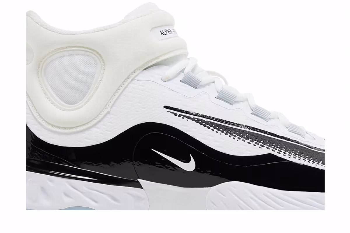 Nike Alpha Huarache Elite 4 Mid White Black Blue Tint, view 3