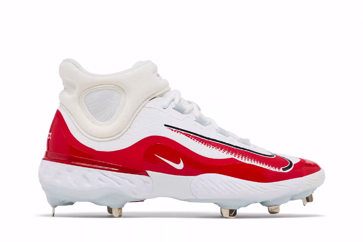 Nike Alpha Huarache Elite 4 Mid White University Red, view 2