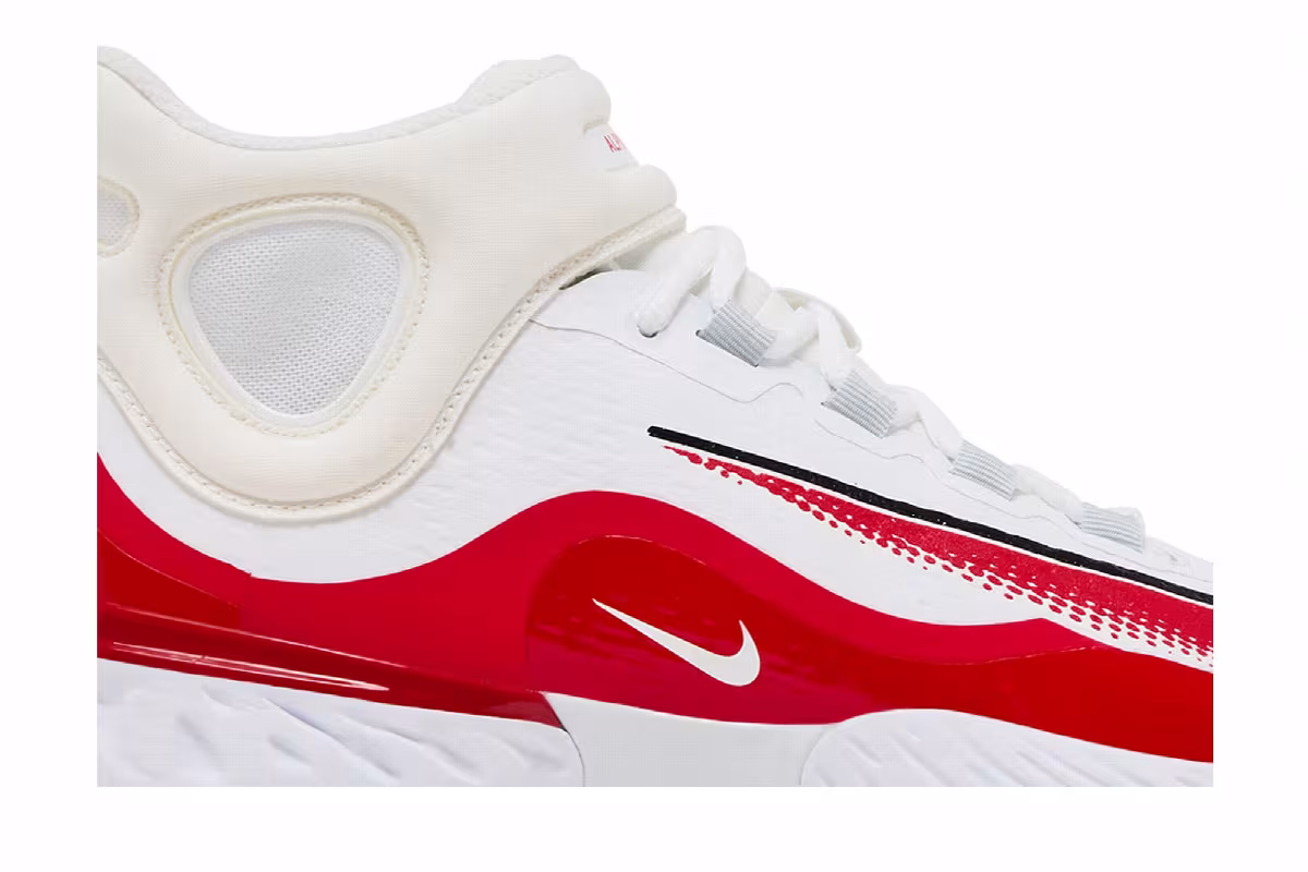 Nike Alpha Huarache Elite 4 Mid White University Red, view 3