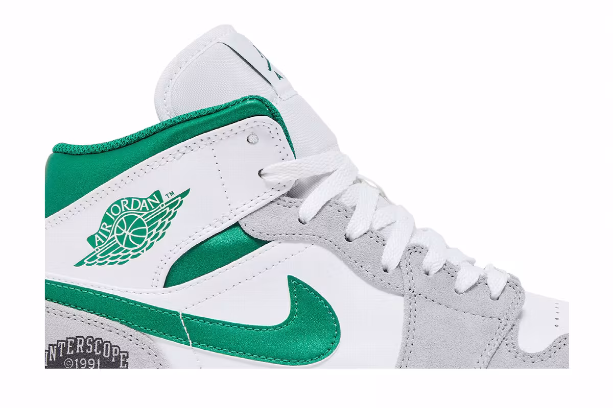 Interscope Records x Air Jordan 1 Mid SE Grey Pine Green, view 3