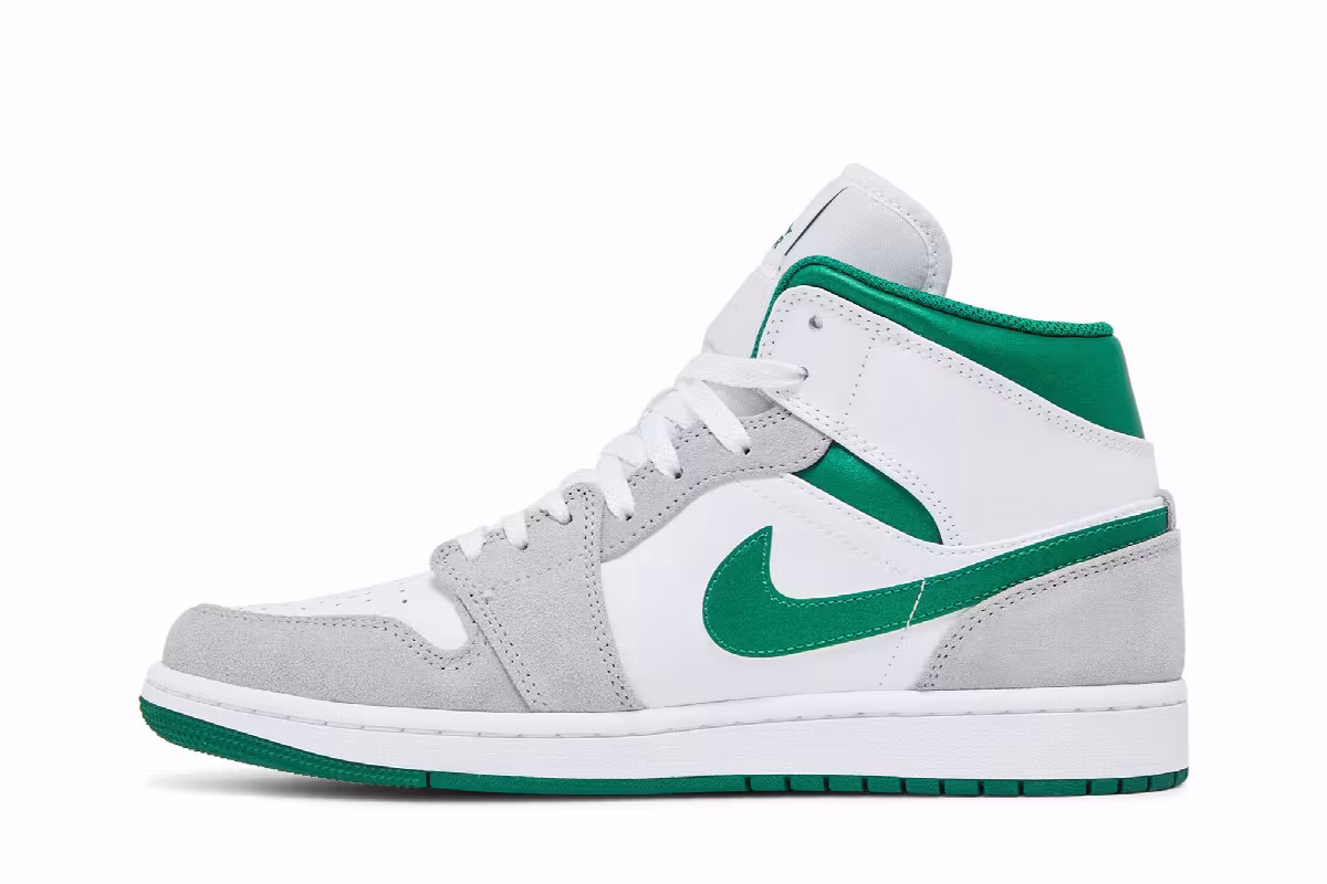 Interscope Records x Air Jordan 1 Mid SE Grey Pine Green, view 4