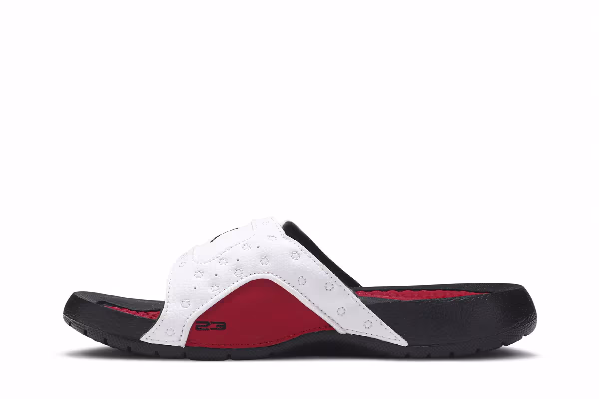 Air Jordan Hydro 13 Slide BG White Gym Red, view 4