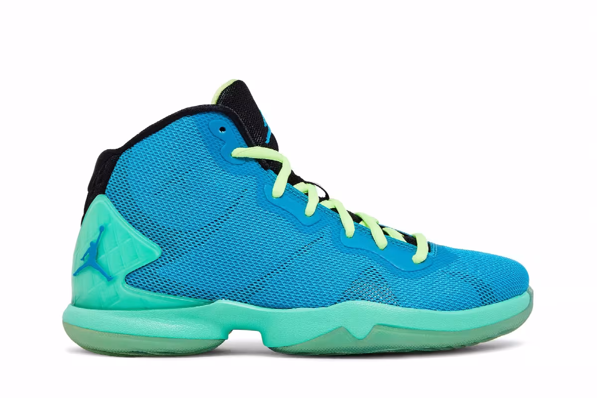 Air Jordan Super.Fly 4 BG Blue Lagoon Green Glow, view 2