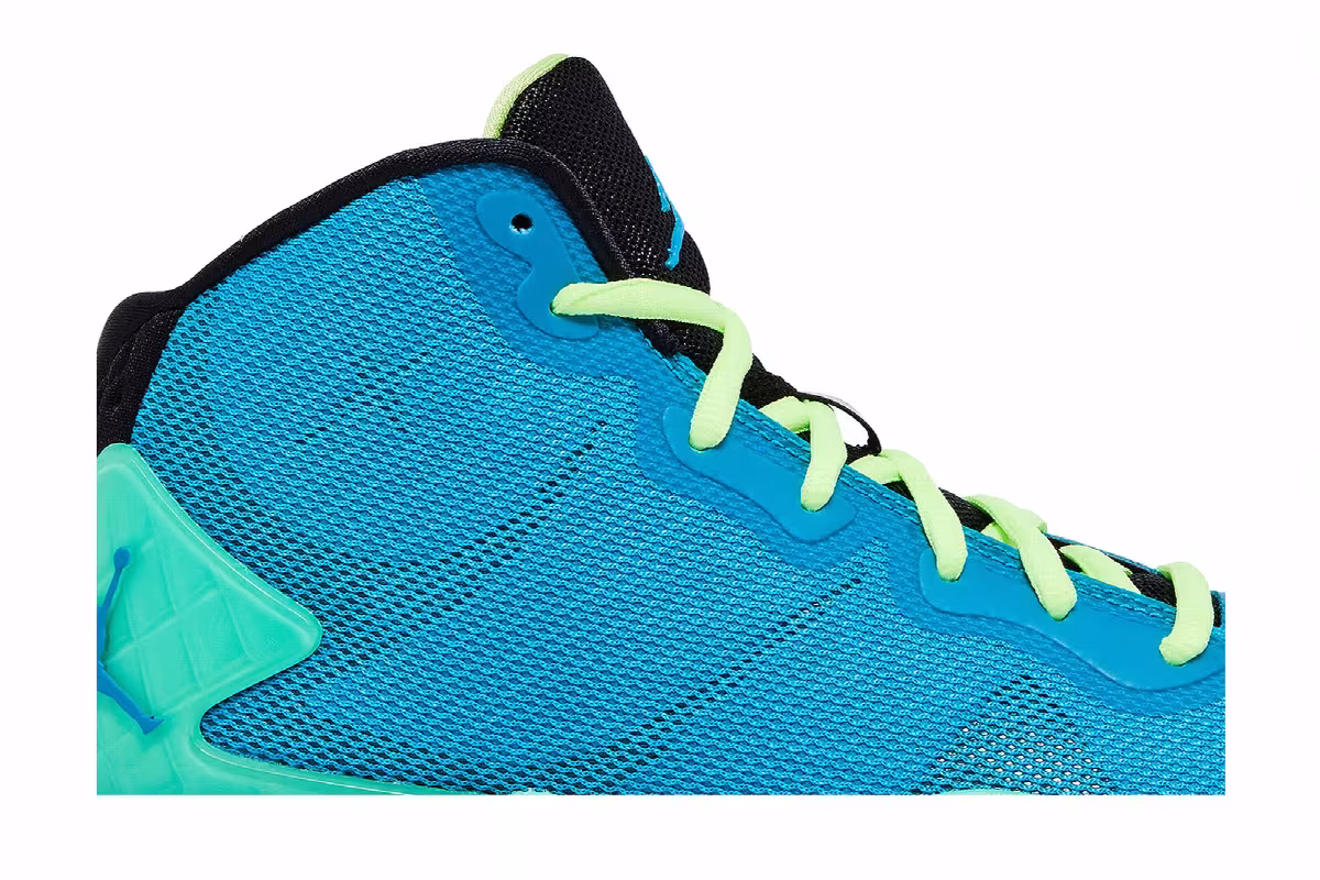 Air Jordan Super.Fly 4 BG Blue Lagoon Green Glow, view 3