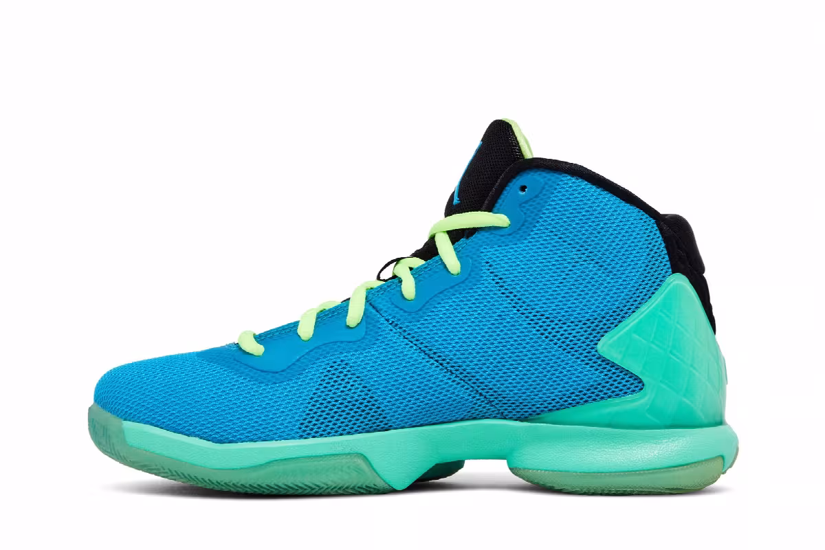 Air Jordan Super.Fly 4 BG Blue Lagoon Green Glow, view 4
