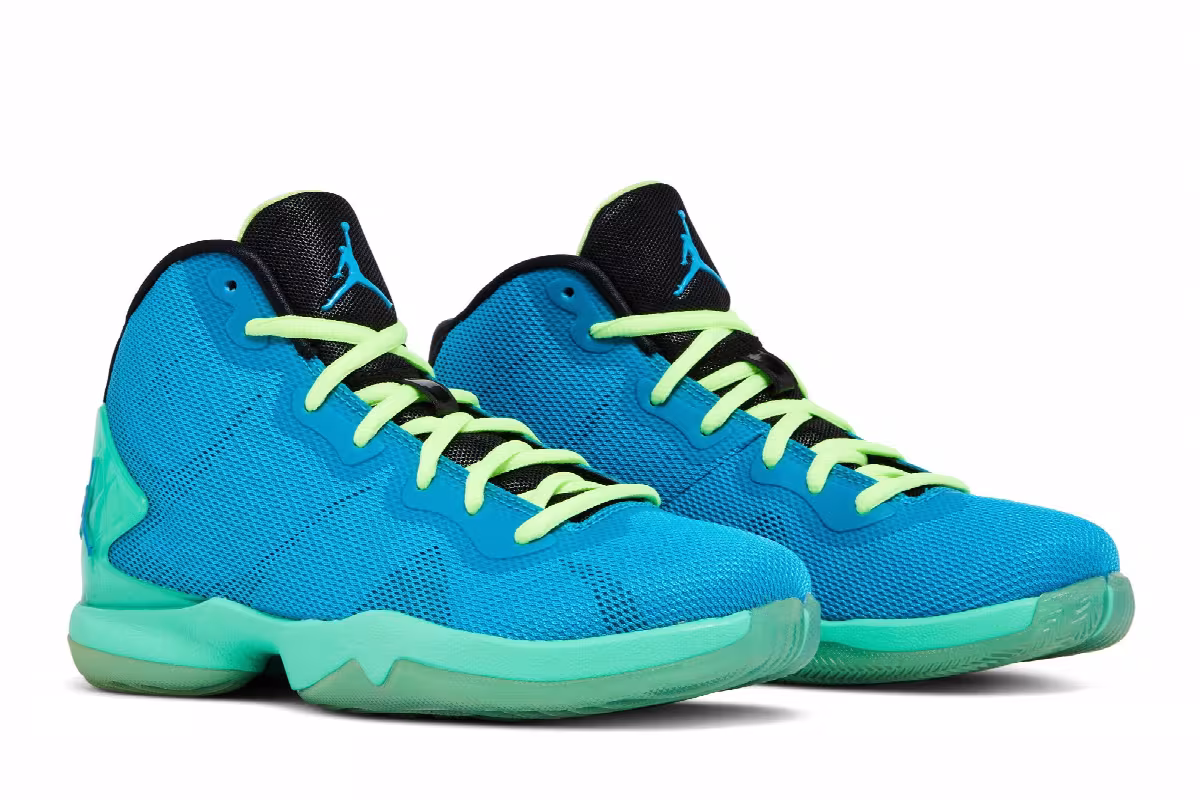 Air Jordan Super.Fly 4 BG Blue Lagoon Green Glow, view 9