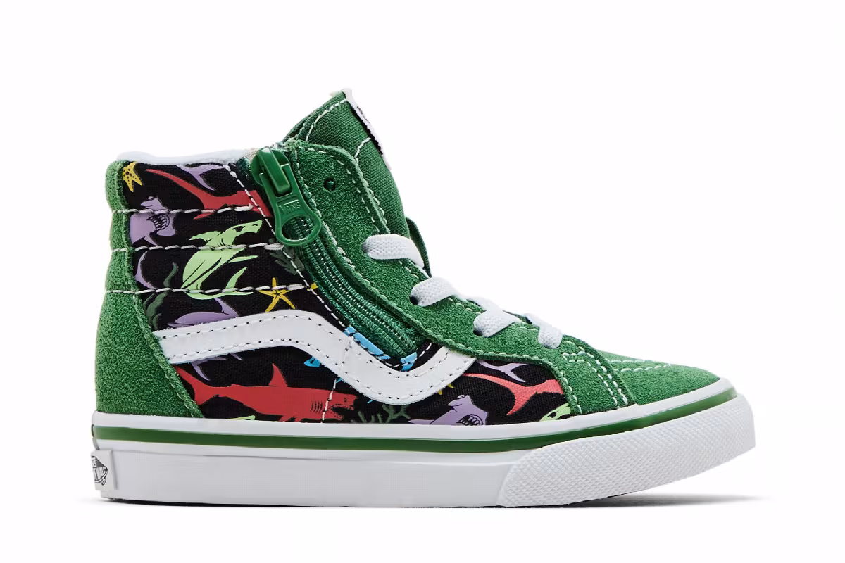 Vans Sk8-Hi Reissue Side Zip Toddler Sharks, view 2