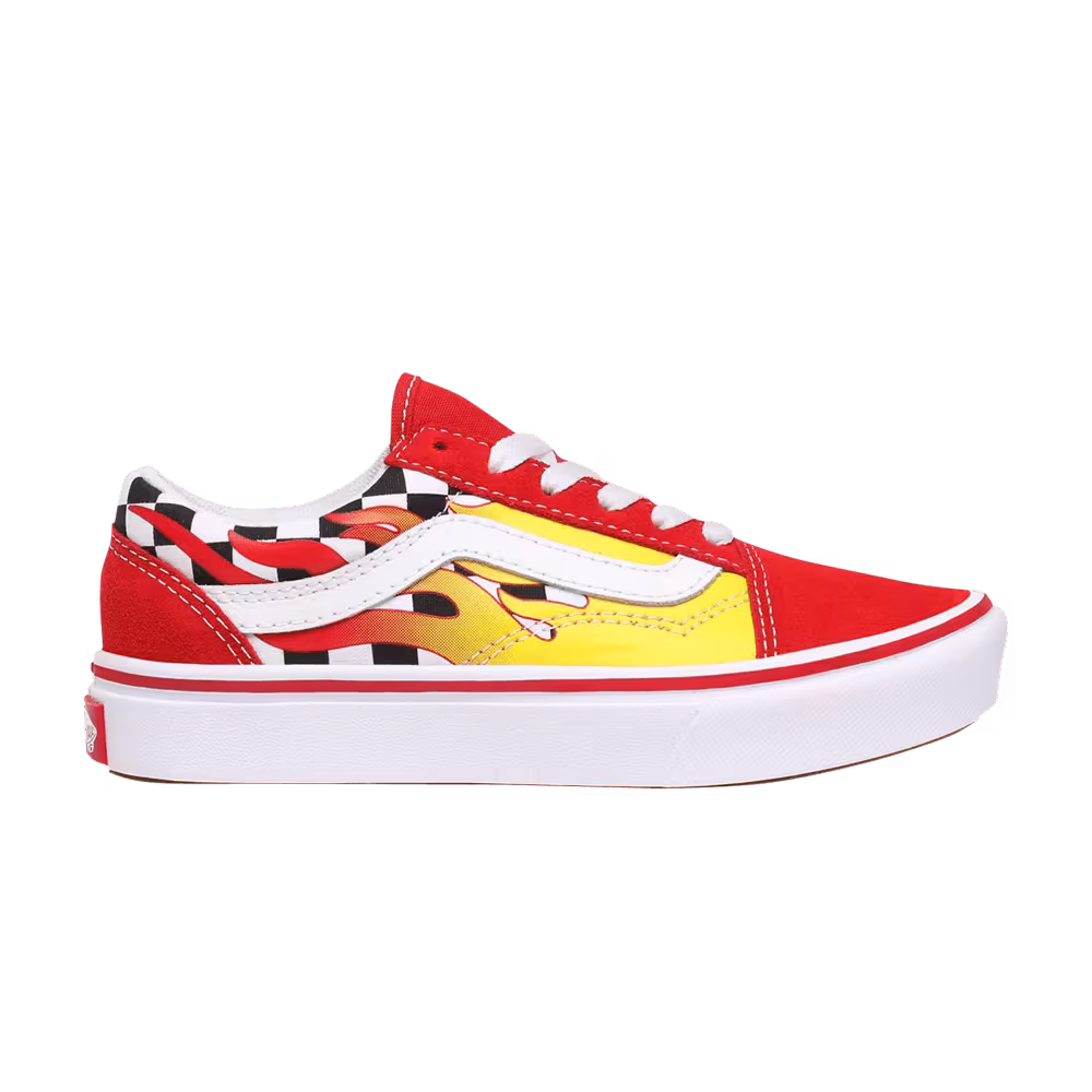 Vans ComfyCush Old Skool Kids Flame Checkerboard
