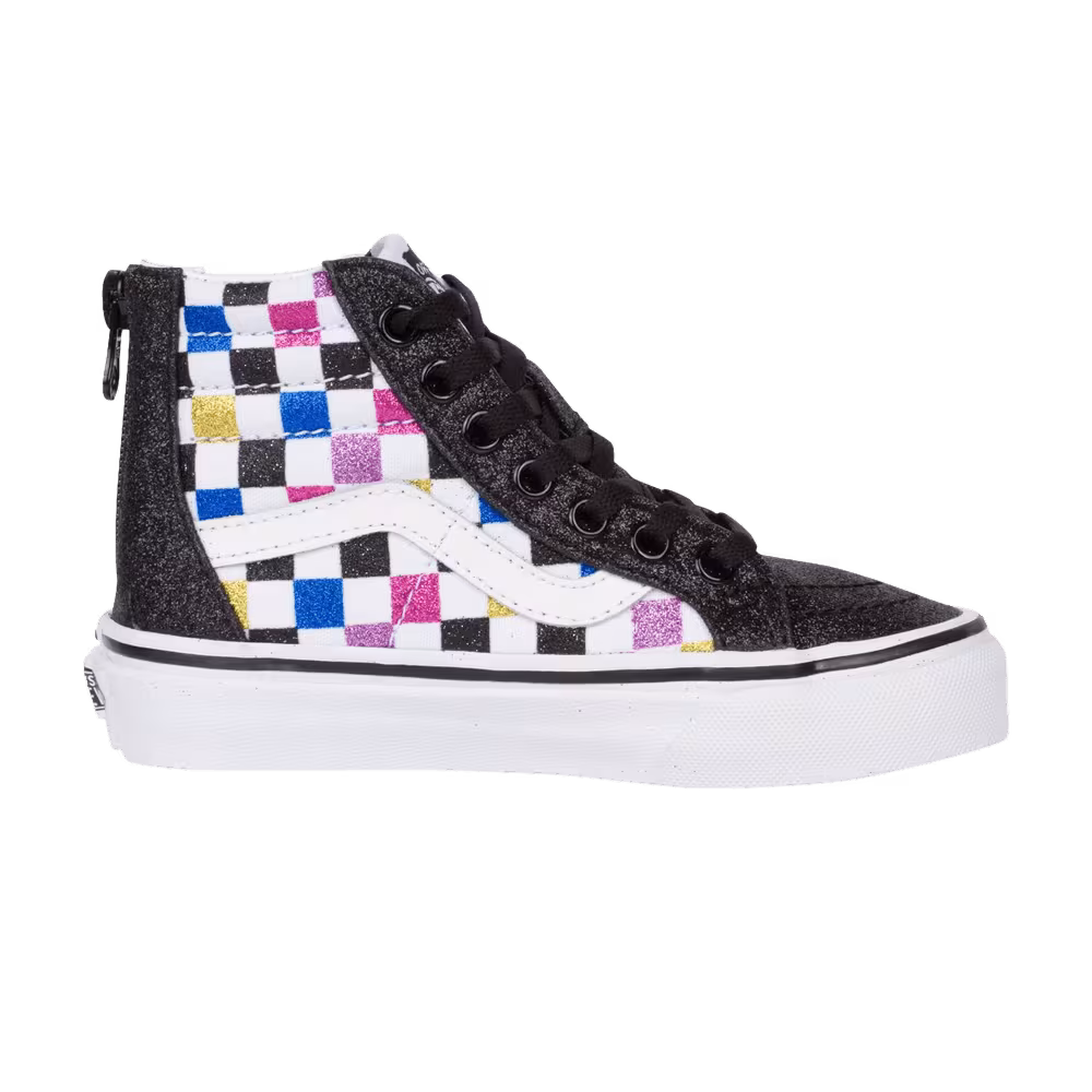 Vans Sk8-Hi Zip Kids Glitter Checkerboard