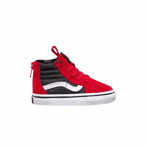 Vans Sk8-Hi Zip Toddler 'Racing Red Black Denim'