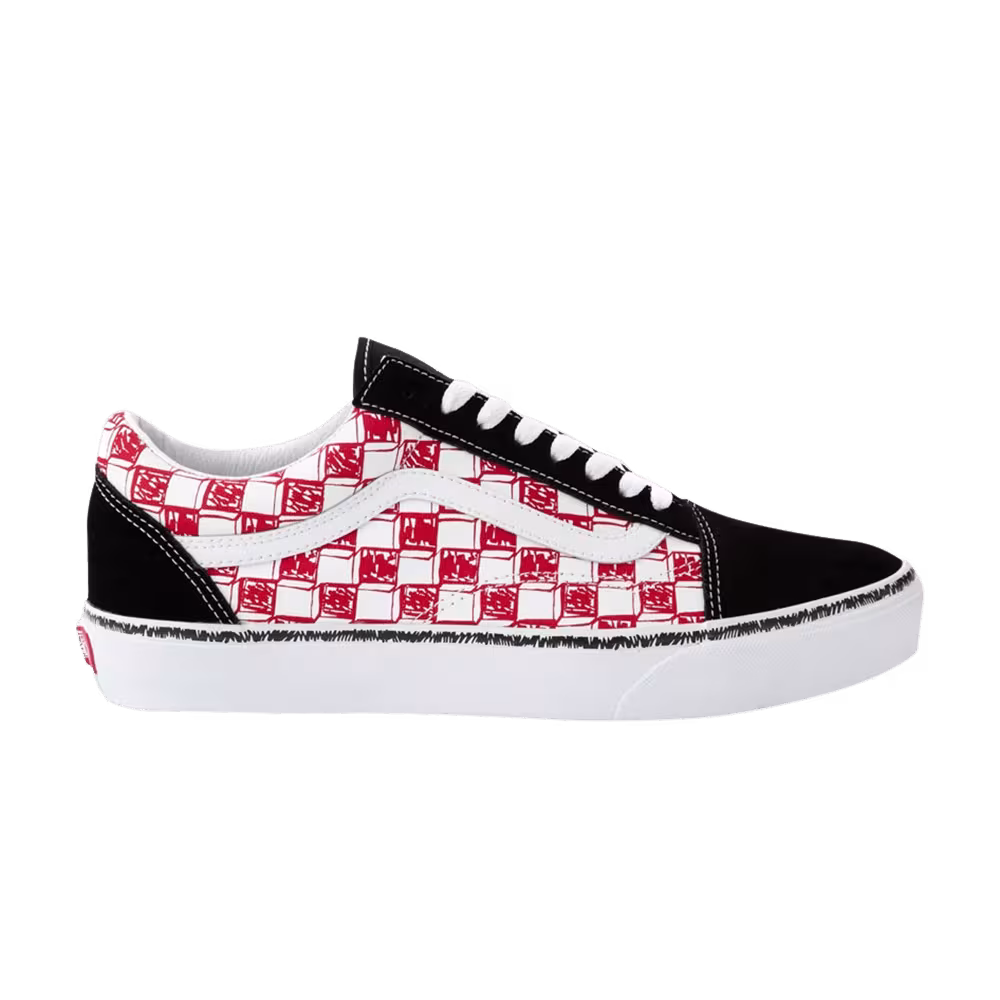 Vans Old Skool Sketch Checkerboard - Black Red
