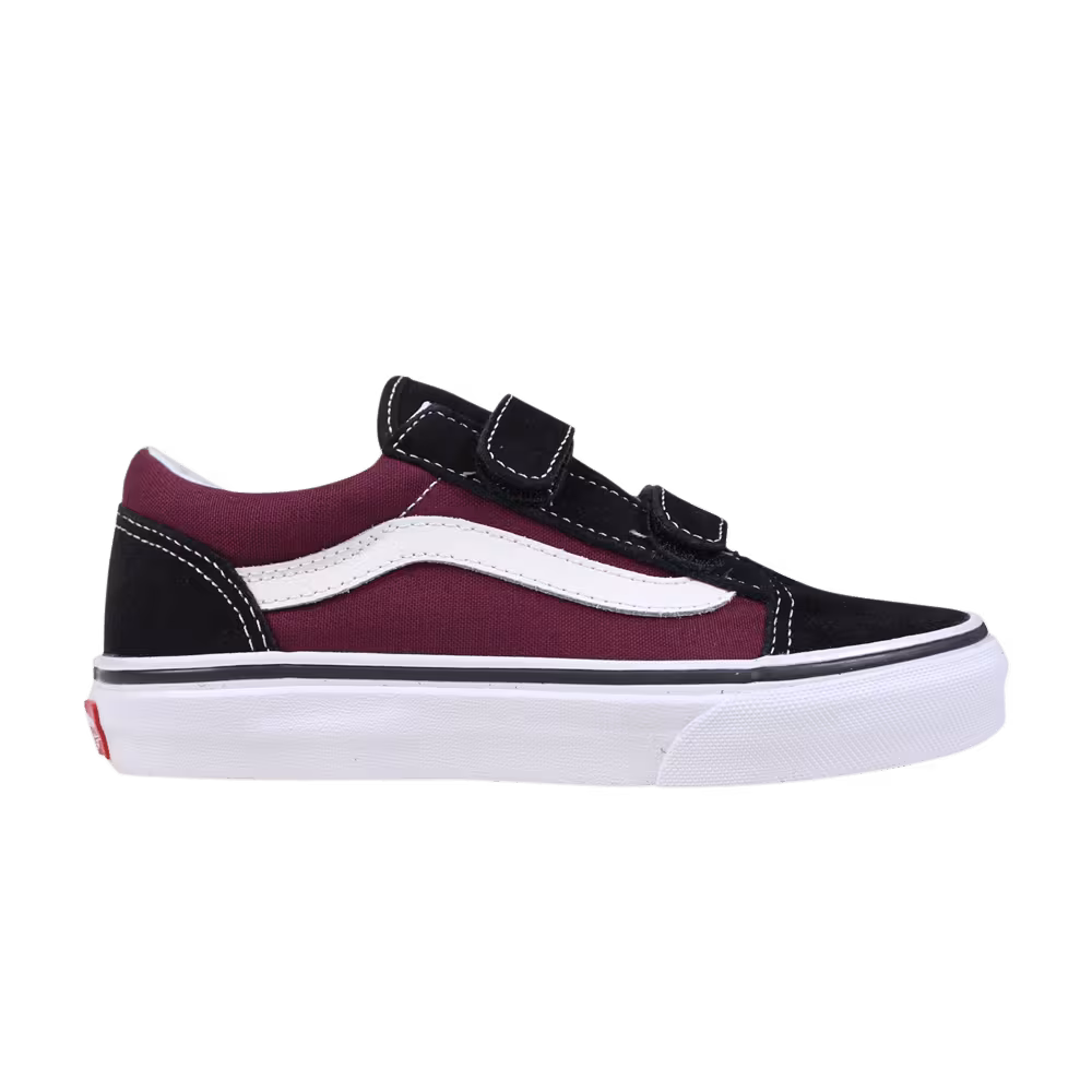 Vans Old Skool Velcro Kids Black Burgundy