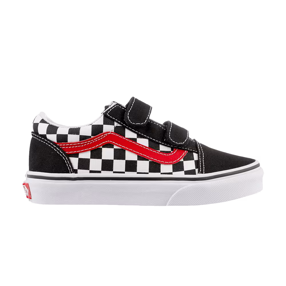 Vans Old Skool V Kids Checkerboard - Black Red
