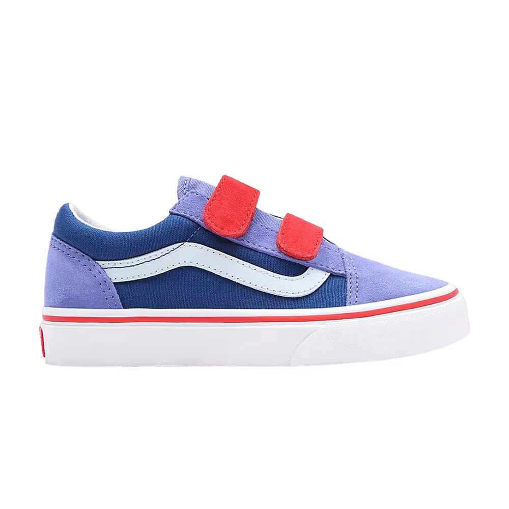 Vans Old Skool V Kids Color Block - Baja Blue High Risk Red