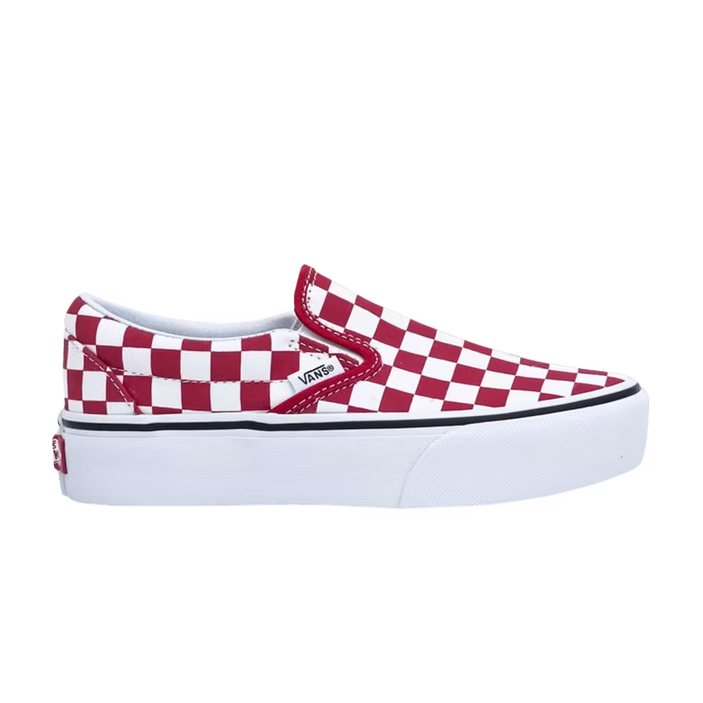 Vans Classic Slip-On Platform Checkerboard - Racing Red