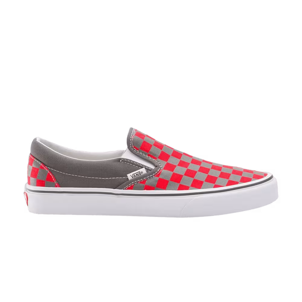 Vans Classic Slip-On Checkerboard - Charcoal Fiery Red