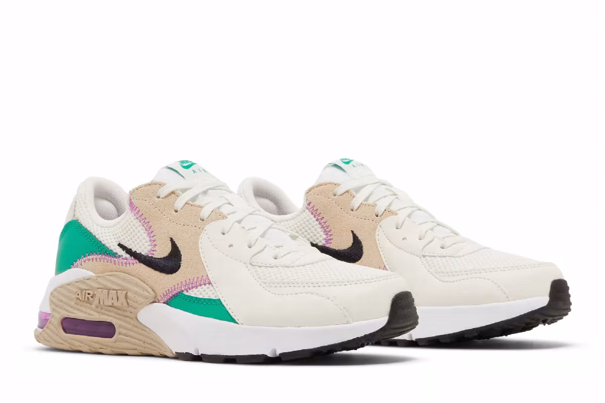 Nike Women's Air Max Excee Sanddrift Green Fuchsia, view 9