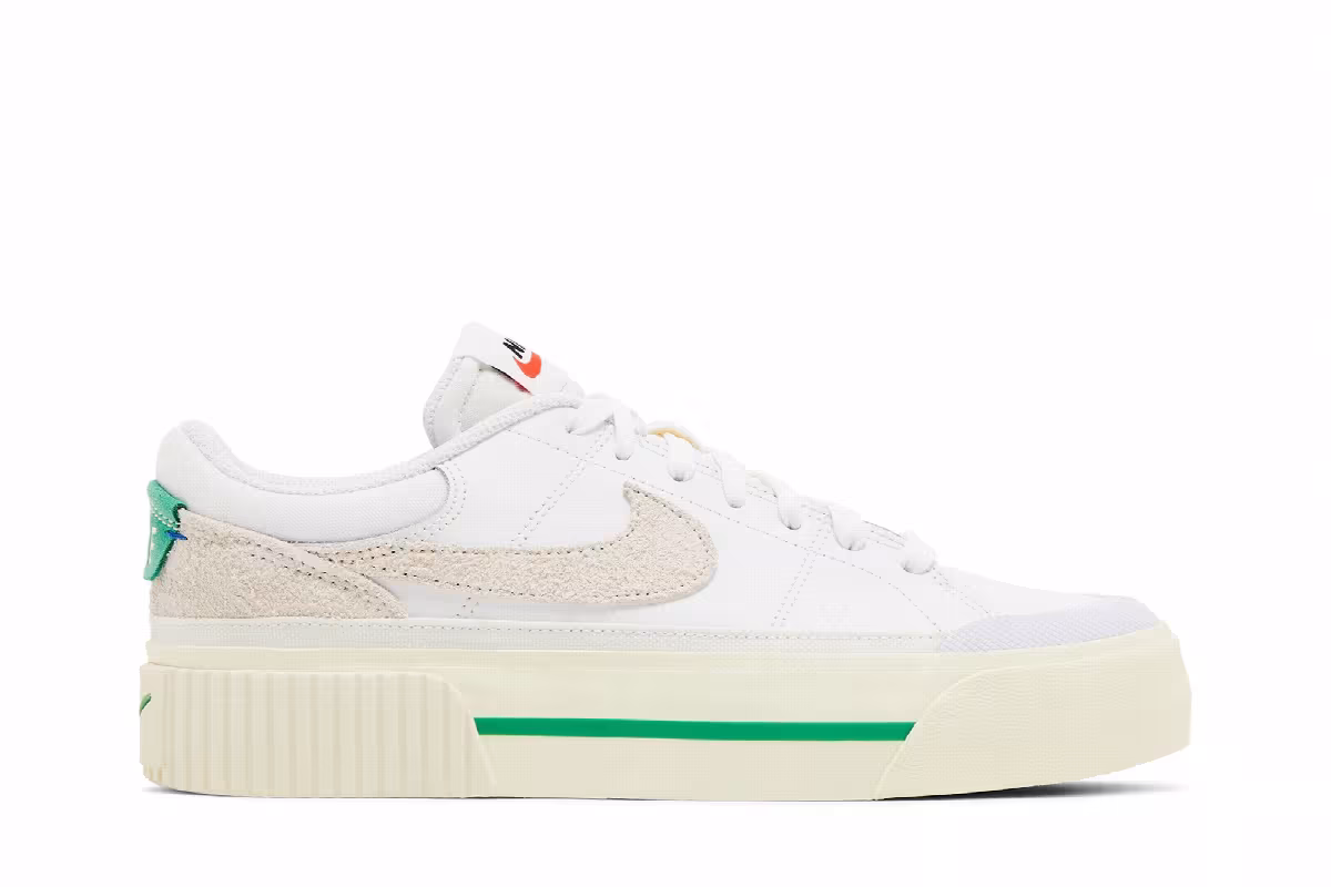 Nike Women's Court Legacy Lift White Stadium Green, view 2