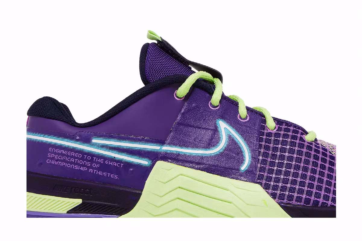 Nike Metcon 8 AMP Deep Purple Barely Volt, view 3