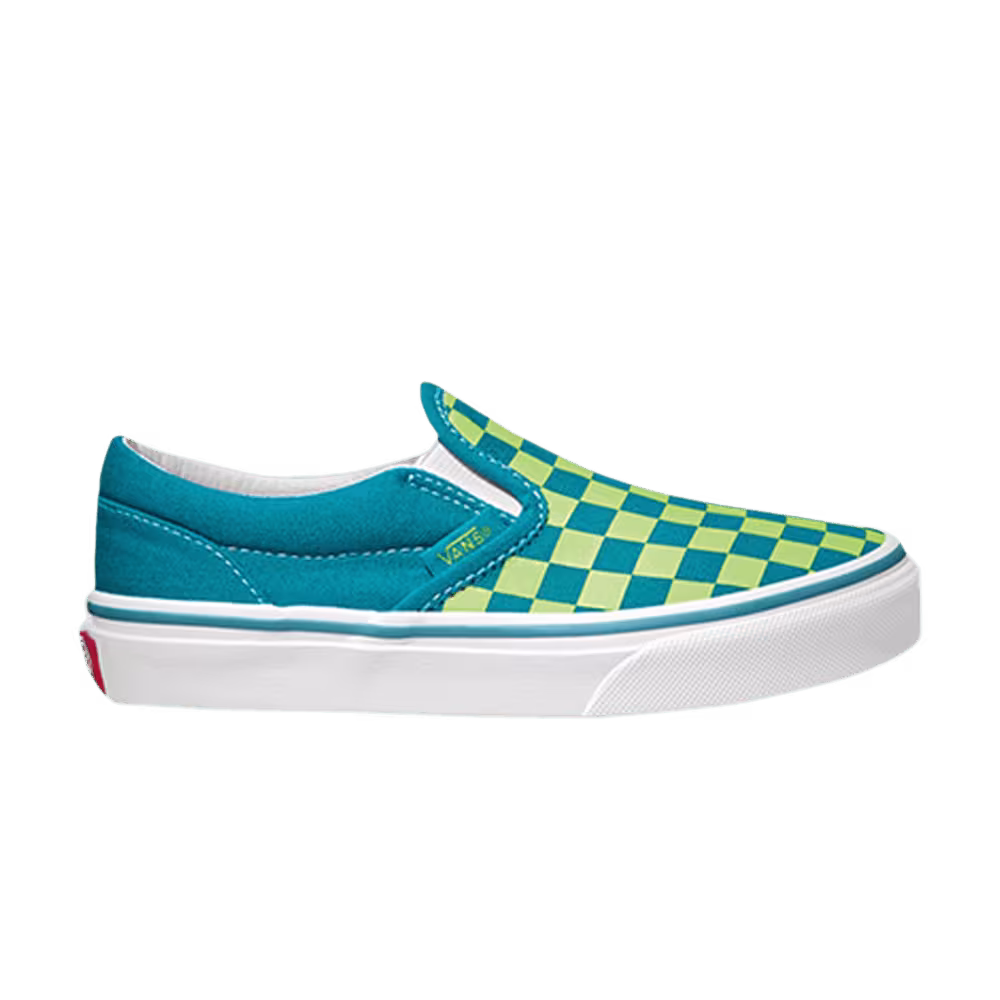 Vans Classic Slip-On Kids Checkerboard - Blue Green