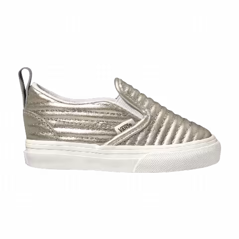 Vans Slip-On V Toddler 'Moto Leather - Metallic Silver'