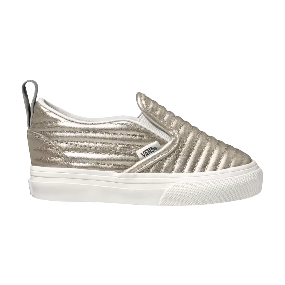 Vans Slip-On V Toddler Moto Leather - Metallic Silver