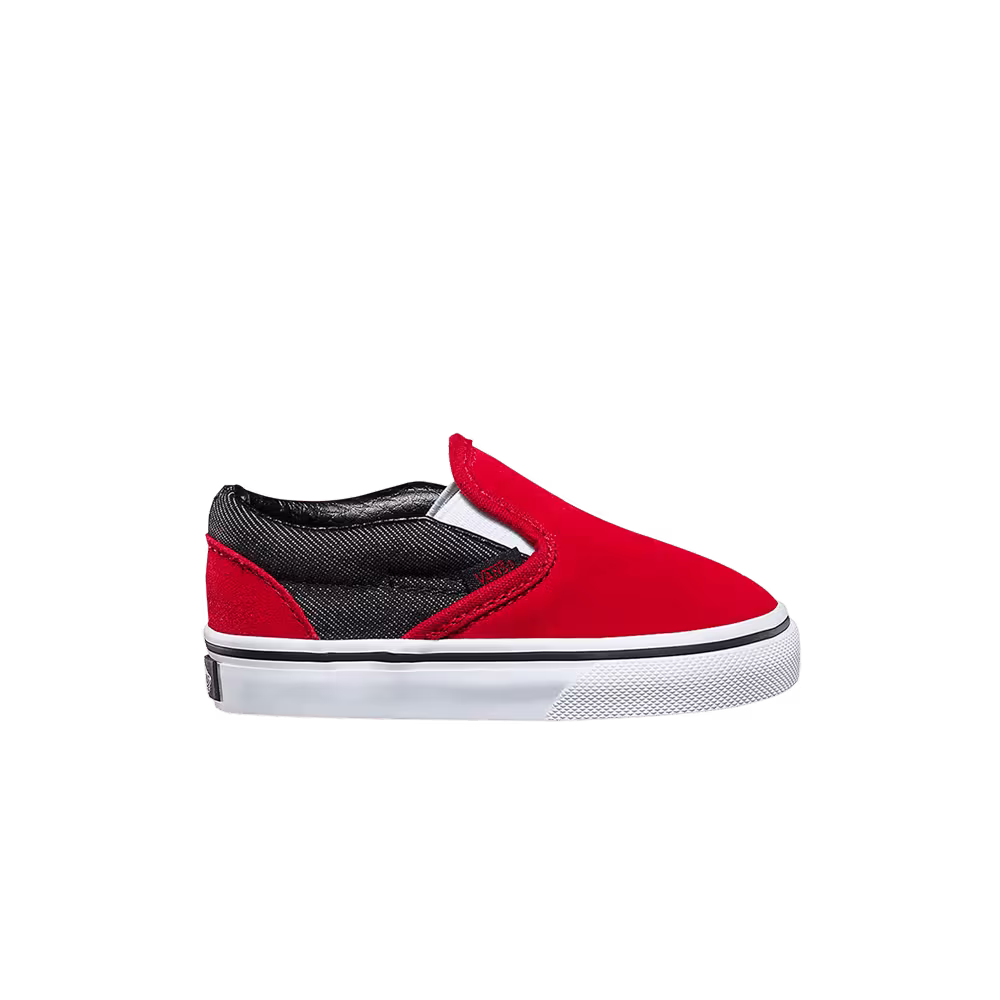 Vans Classic Slip-On Toddler Red Black Denim