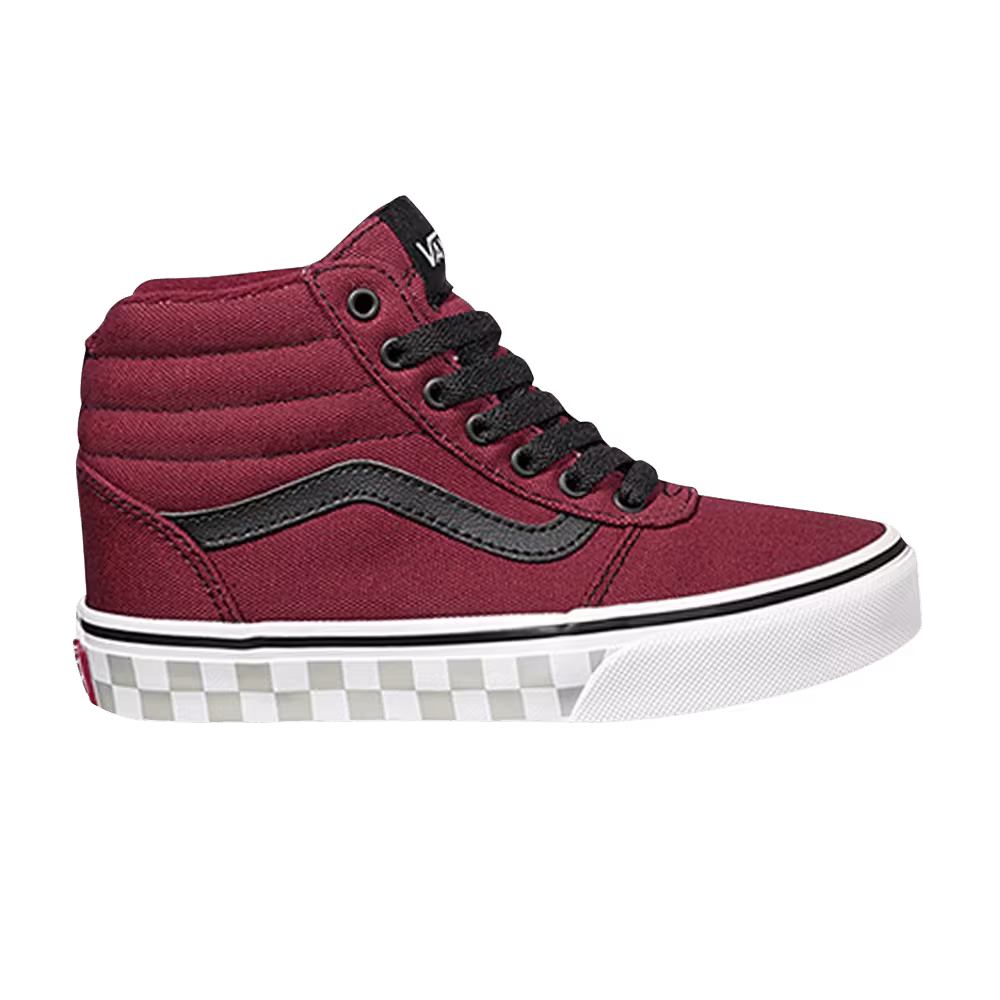 Vans Ward High Kids Check Foxing - Cabernet