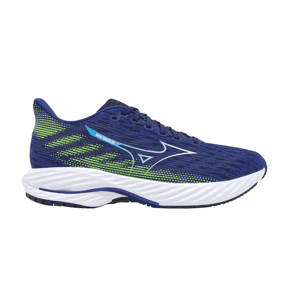 Mizuno Wave Rider 28 Super Wide Reflex Blue Green Gecko
