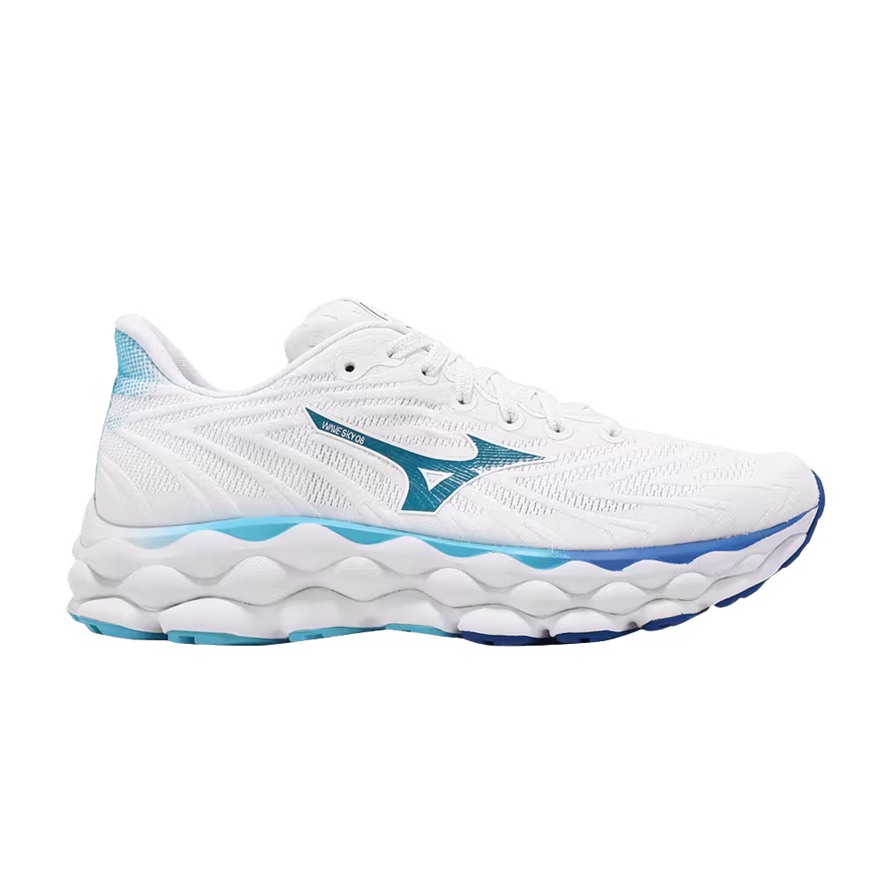 Mizuno Women's Wave Sky 8 Super Wide White Mugen Blue