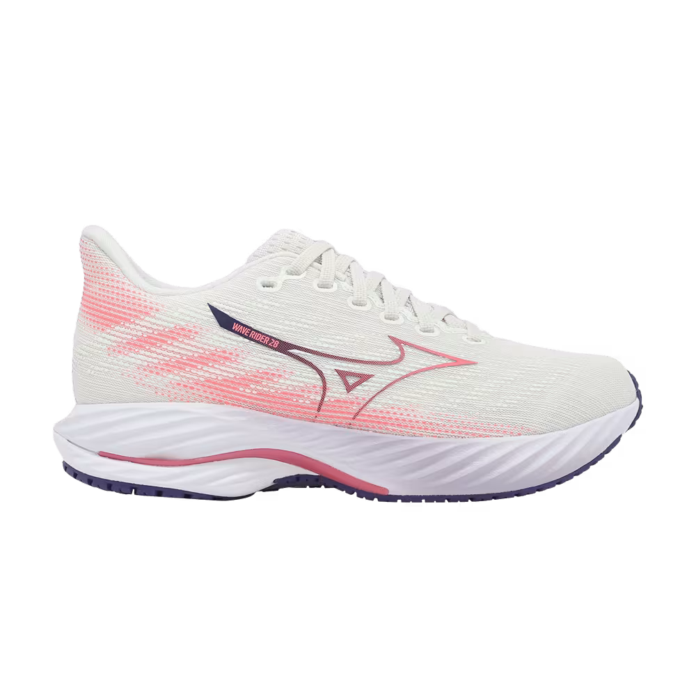 Mizuno Women's Wave Rider 28 Super Wide Snow White Camellia Rose