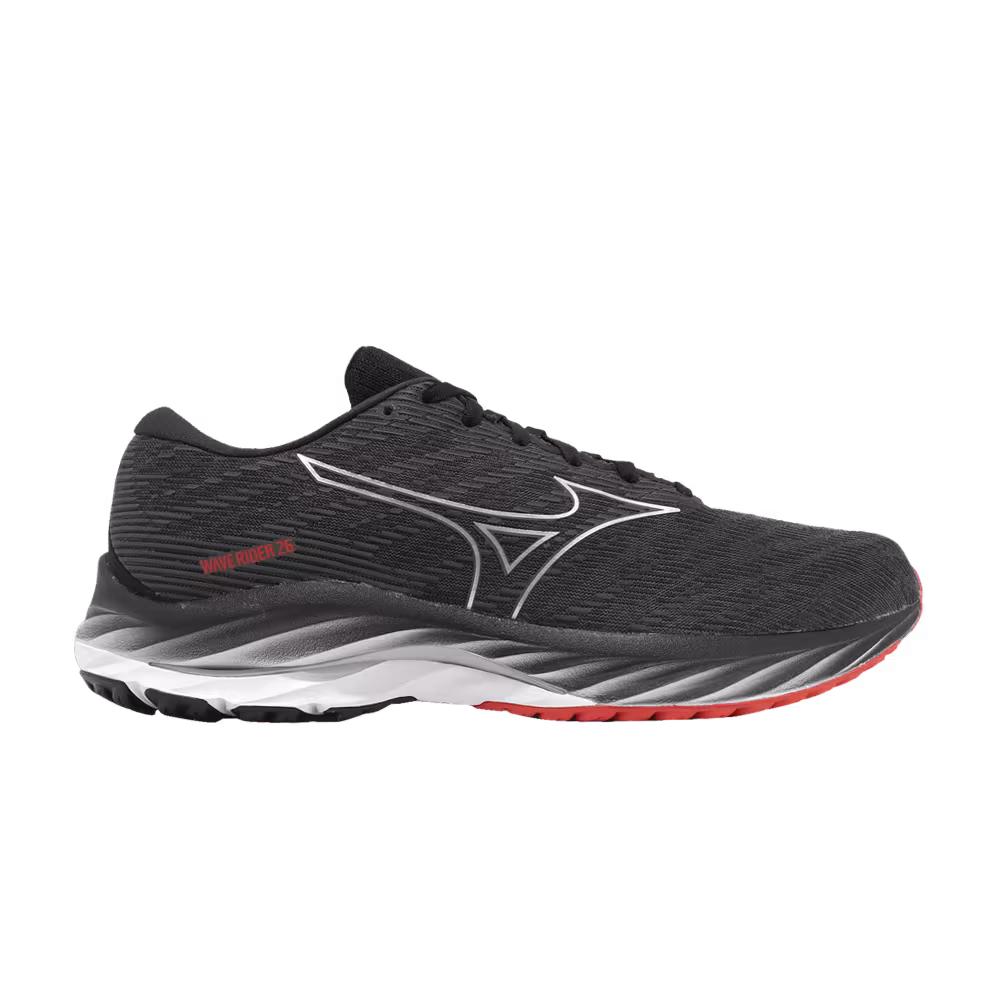 Mizuno Wave Rider 26 Super Wide Black Silver Red