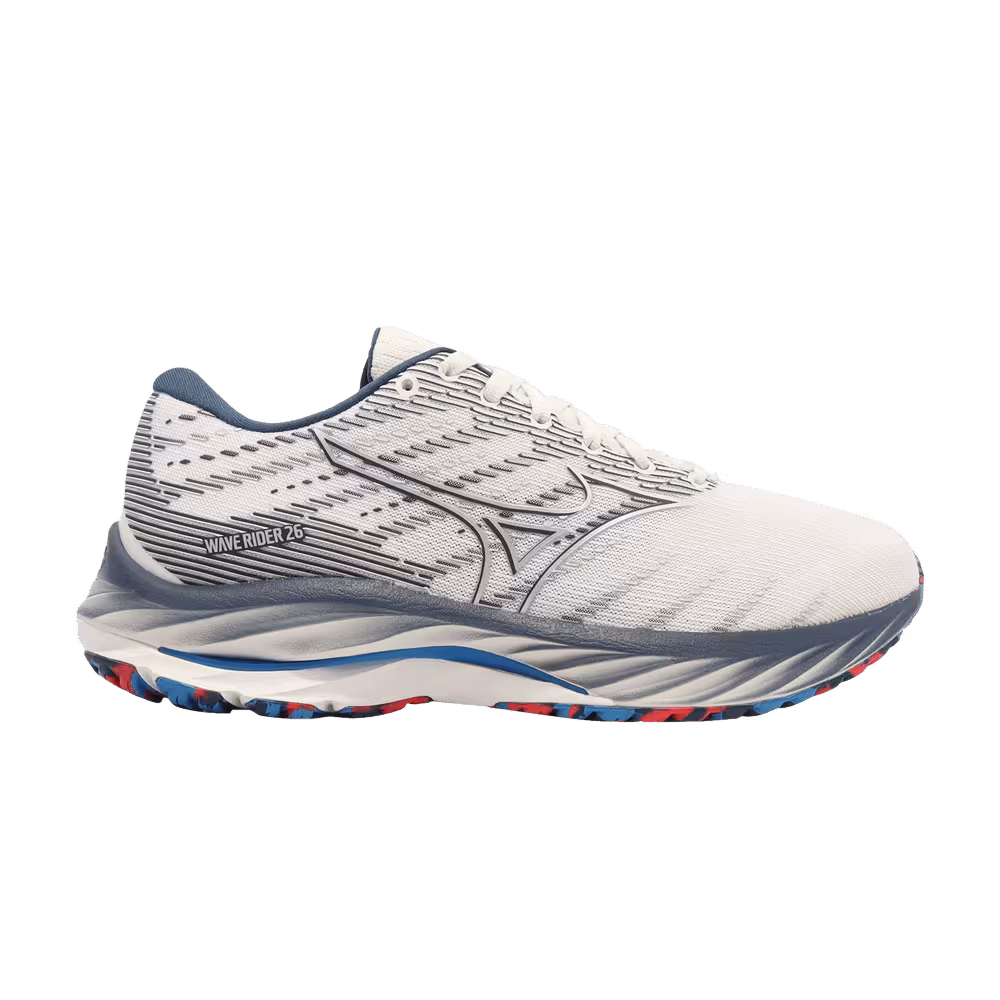 Mizuno Women's Wave Rider 26 Super Wide White Blue