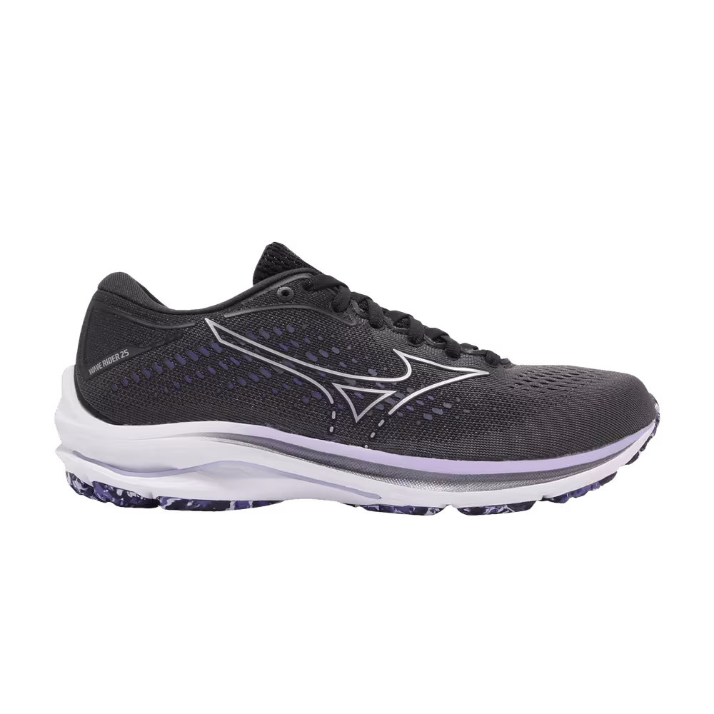 Mizuno Women's Wave Rider 25 Wide Black Pearl Violet Glow