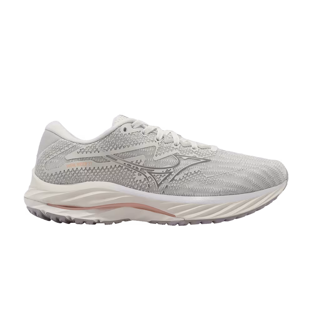 Mizuno Women's Wave Rider 27 Super Wide Snow White Silver Bullet