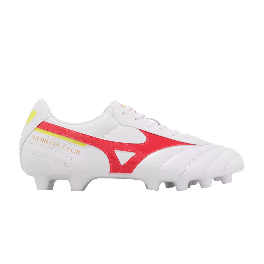 Mizuno Morelia 2 Club MD FG White Fiery Coral Bolt