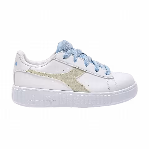 Diadora Game Step Premium Little Kid 'Fluffy - White Blue Cashmere Glitter'