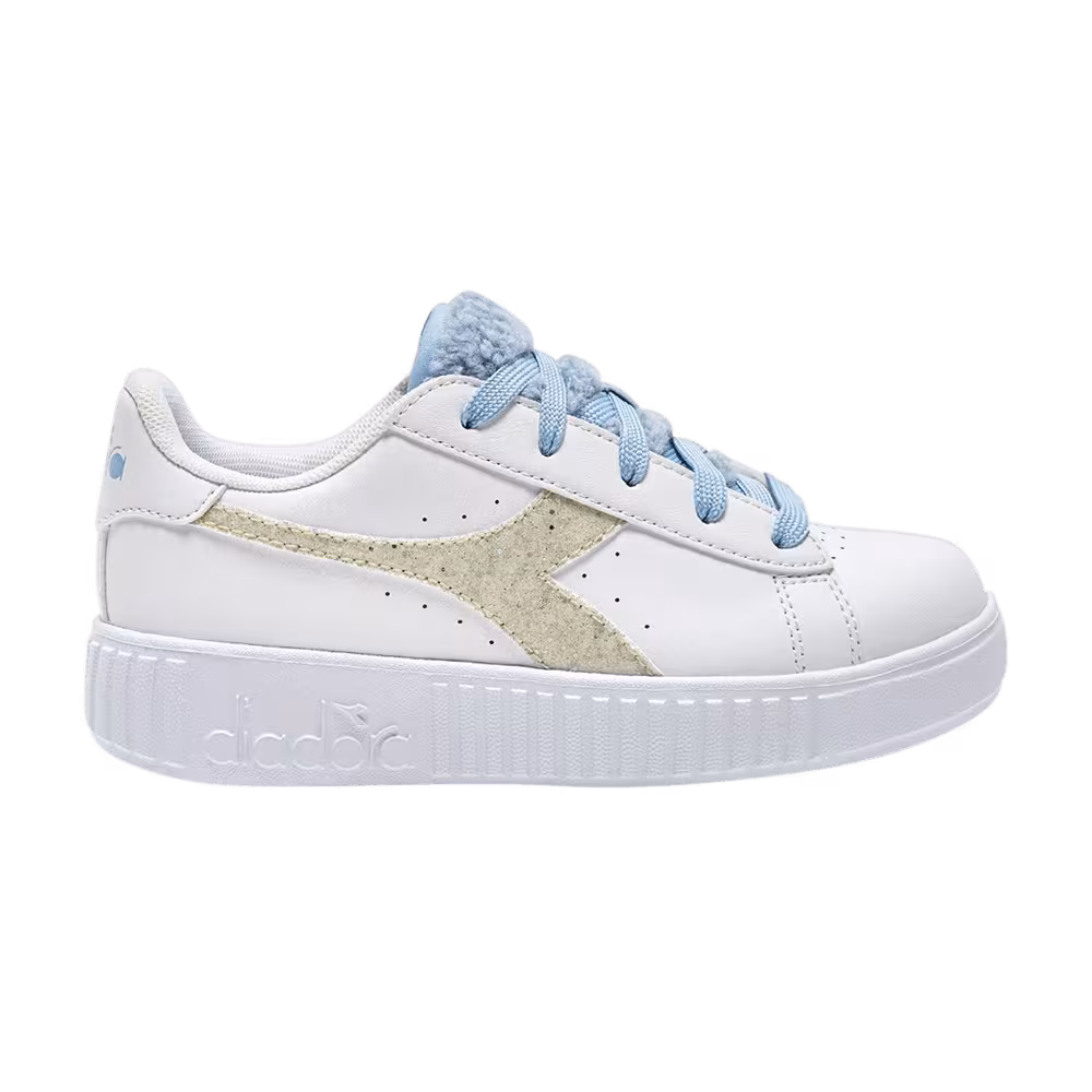 Diadora Game Step Premium Little Kid Fluffy - White Blue Cashmere Glitter
